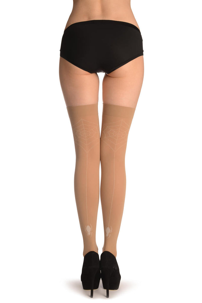Liss Kiss Beige With Spider Web & Spider Seam (Halloween) - Hold Ups