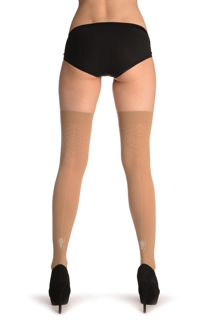 Liss Kiss Beige With Spider Web & Spider Seam (Halloween) - Hold Ups