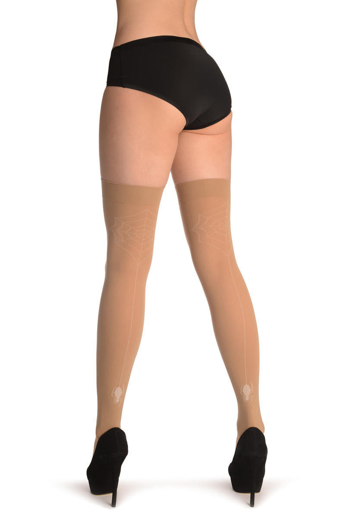 liss kiss Beige With Spider Web & Spider Seam (Halloween) - Hold Ups
