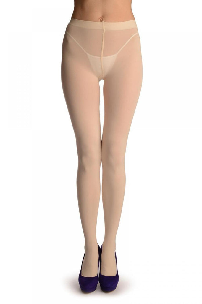 Liss Kiss Beige With Textured Long Leaves Back Seam - Tights