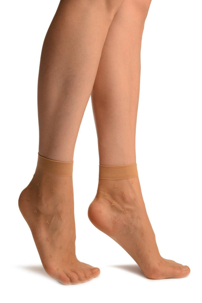 liss kiss Beige With Three Dots Ankle High Socks - Socks