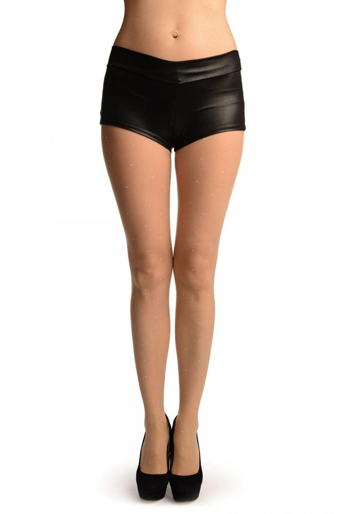 liss kiss Beige With White Woven Polka Dot Tights - Tights