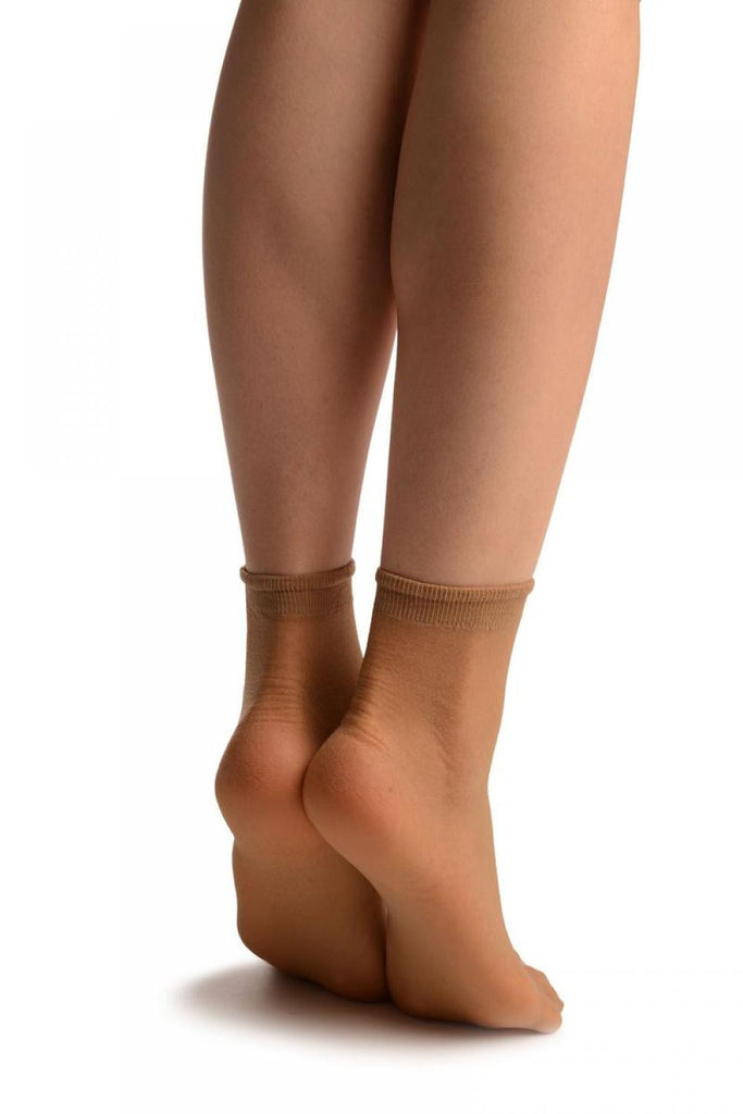 Liss Kiss Beige Woven 3D Mesh Ankle High Socks - Socks
