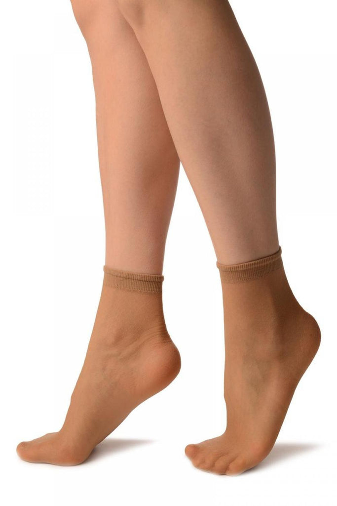 Liss Kiss Beige Woven 3D Mesh Ankle High Socks - Socks