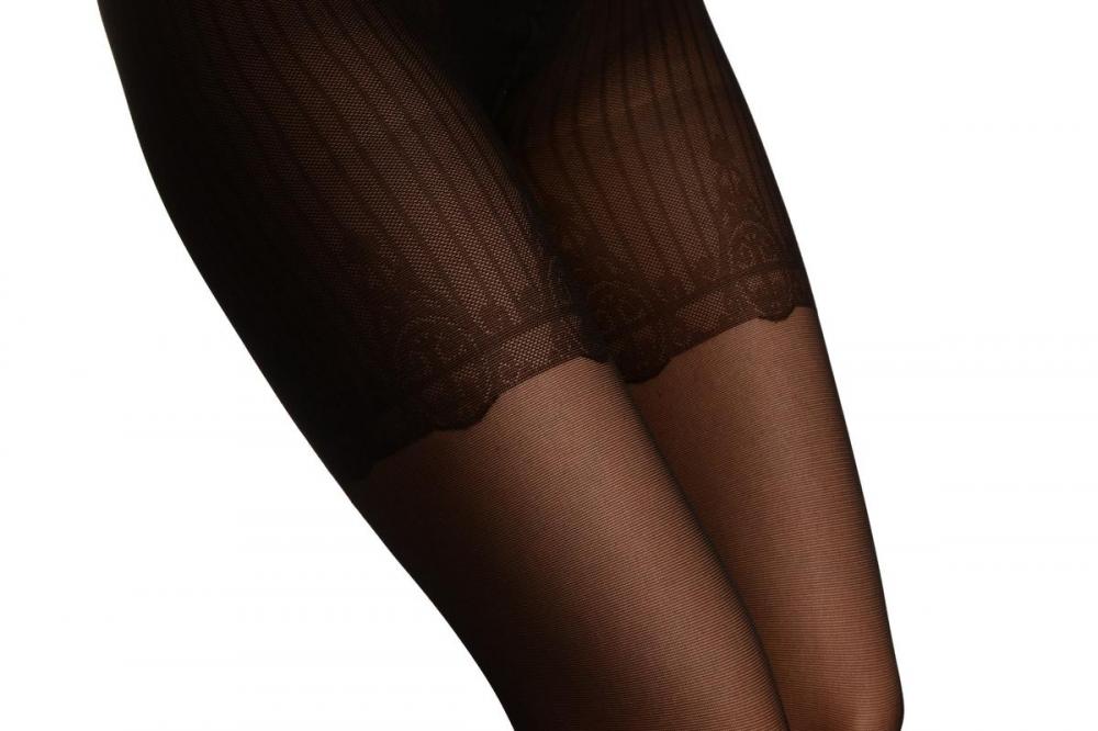 Liss Kiss Blac With Striped Panties & Back Seam With Elegant Top - Tights