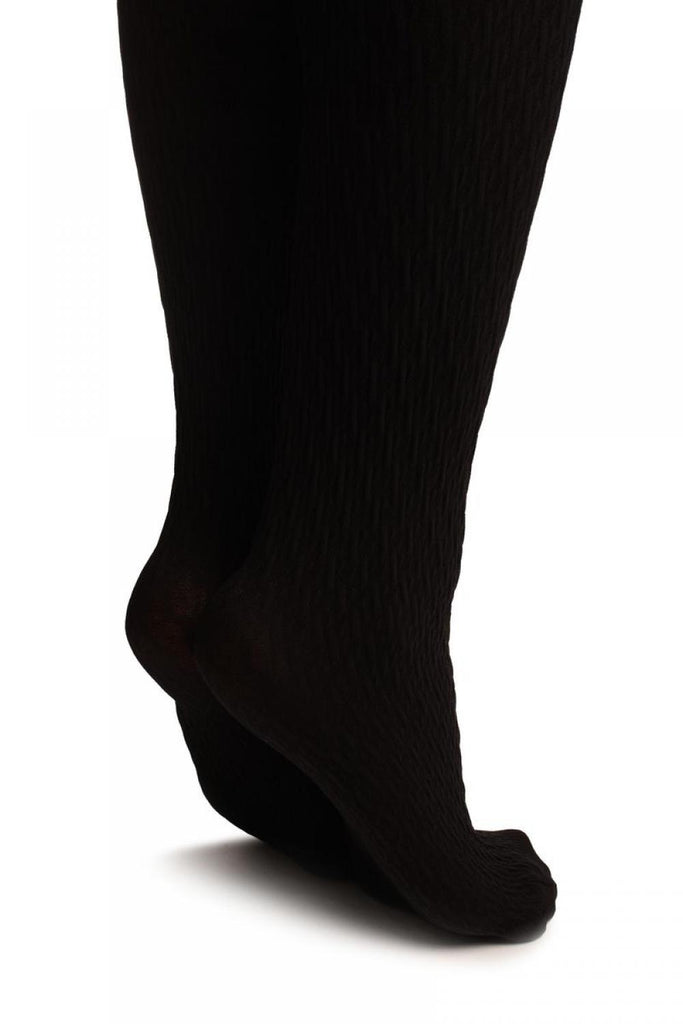 Liss Kiss Black 3D Woven Rhombi All The Way Up Warm Tights - Tights