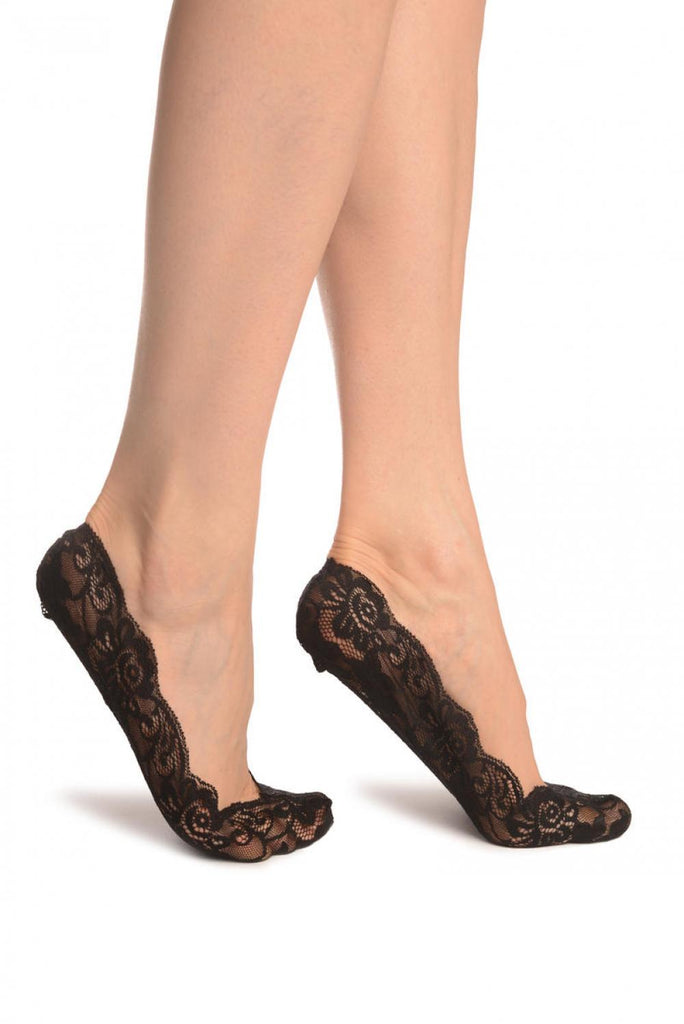 liss kiss Black All Over Floral Lace Footies - Footsies Socks