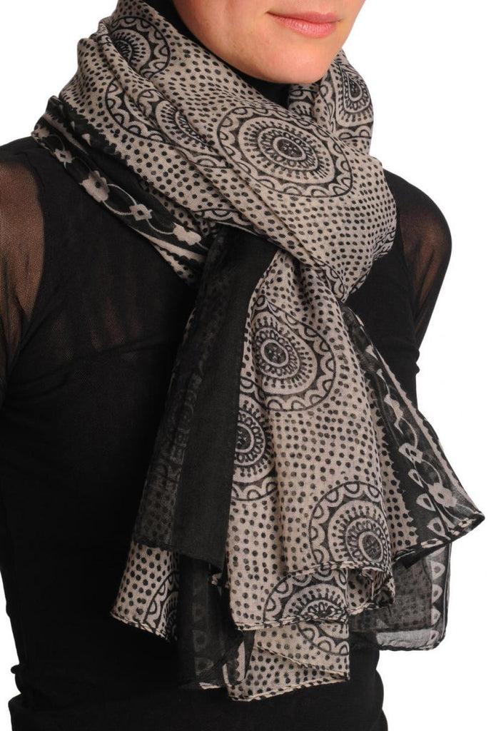 Liss Kiss Black Aztec Sun On Mocha Unisex Scarf & Beach Sarong - Scarf