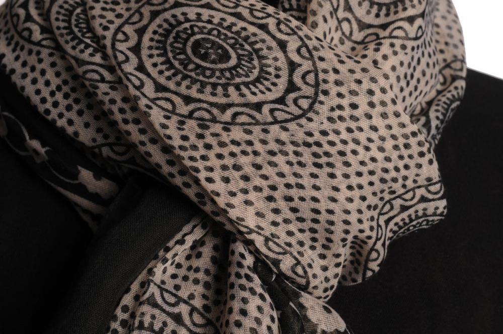 Liss Kiss Black Aztec Sun On Mocha Unisex Scarf & Beach Sarong - Scarf