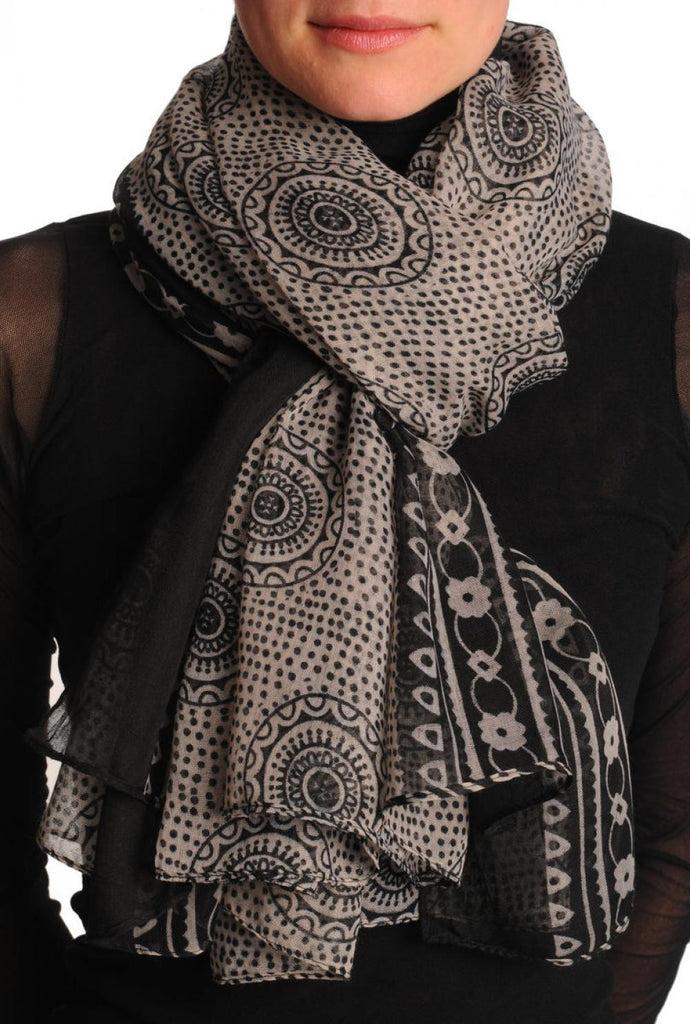 liss kiss Black Aztec Sun On Mocha Unisex Scarf & Beach Sarong - Scarf