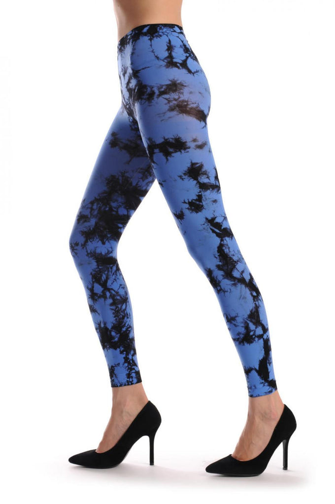 Liss Kiss Black & Blue Colour Splash (Tie Dye) Footless - Tights Footless