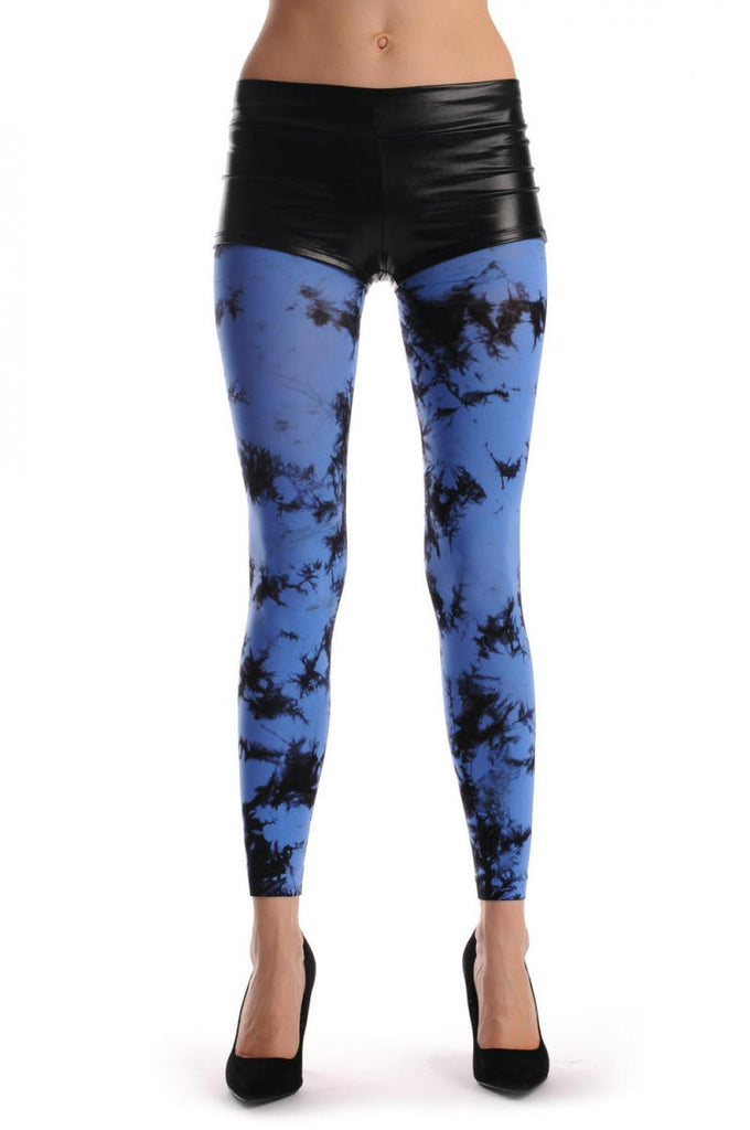 liss kiss Black & Blue Colour Splash (Tie Dye) Footless - Tights Footless