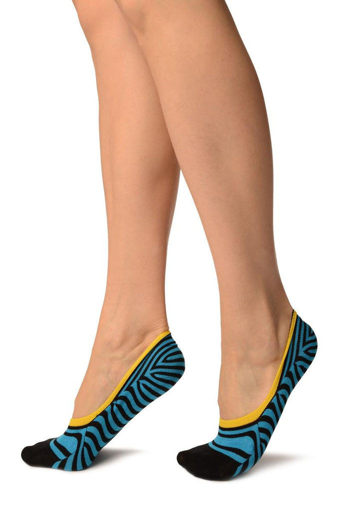Liss Kiss Black & Blue Stripes Cotton Footsies - Footsies Socks