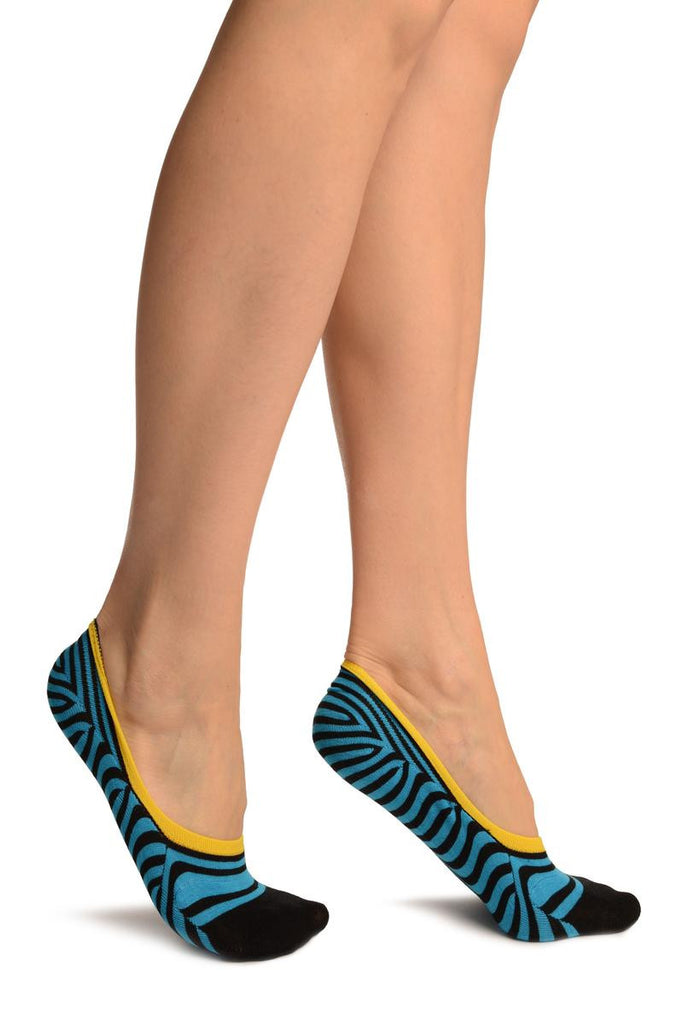 Liss Kiss Black & Blue Stripes Cotton Footsies - Footsies Socks