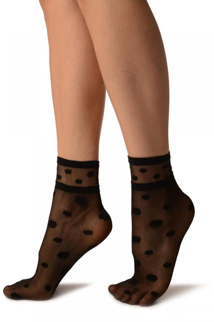 Liss Kiss Black Camomile Flowers Ankle High Socks - Socks