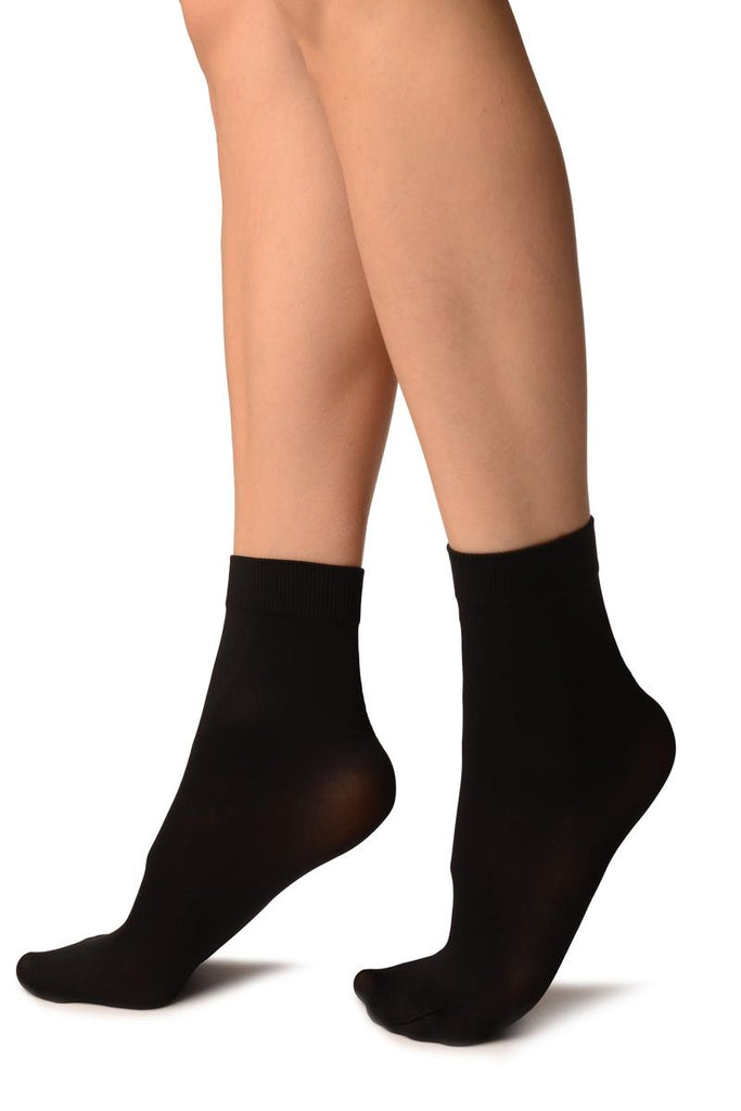 Liss Kiss Black Comfort Top Strong Ankle High Socks - Socks