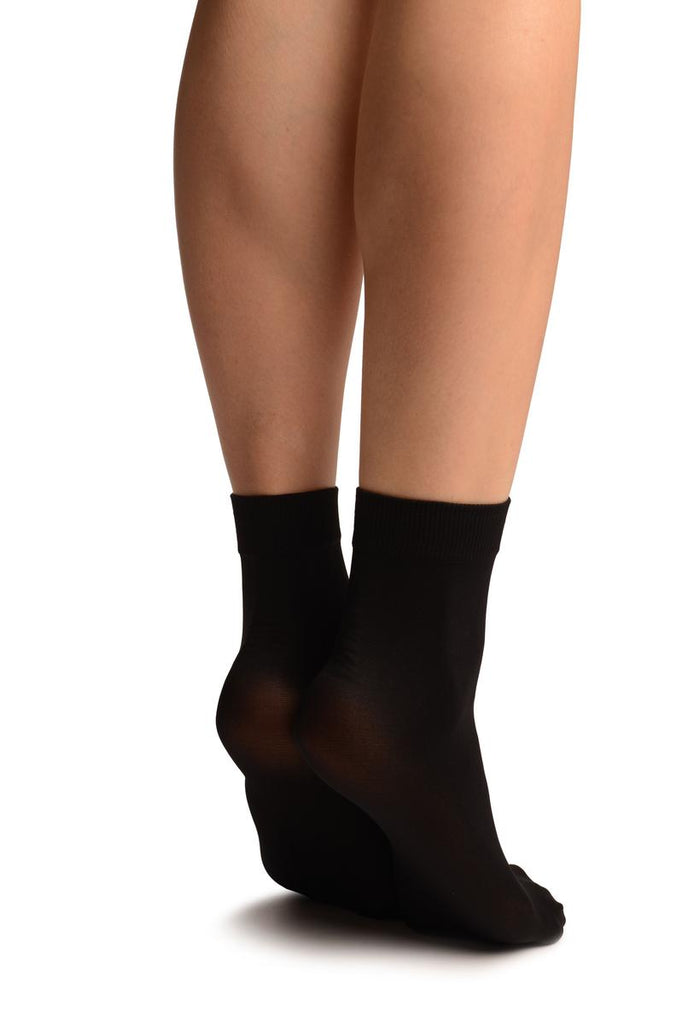 Liss Kiss Black Comfort Top Strong Ankle High Socks - Socks
