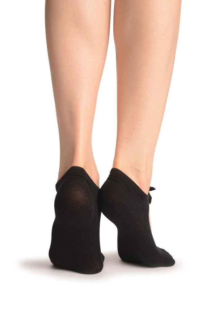 Liss Kiss Black Cotton With Around The Ankle Strap Footies - Footsies Socks