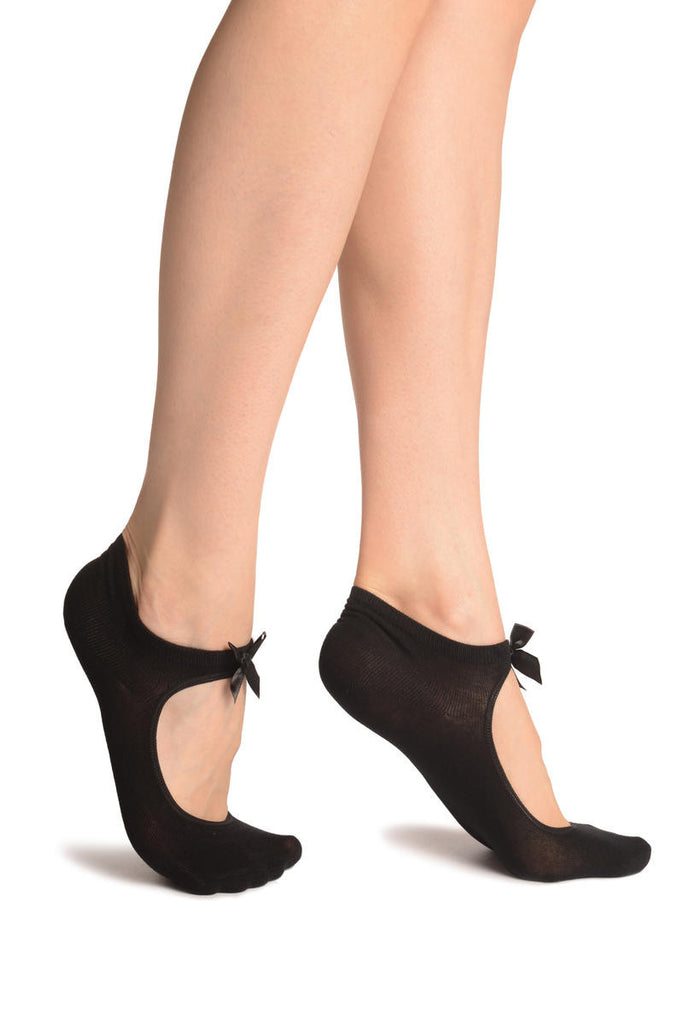 liss kiss Black Cotton With Around The Ankle Strap Footies - Footsies Socks
