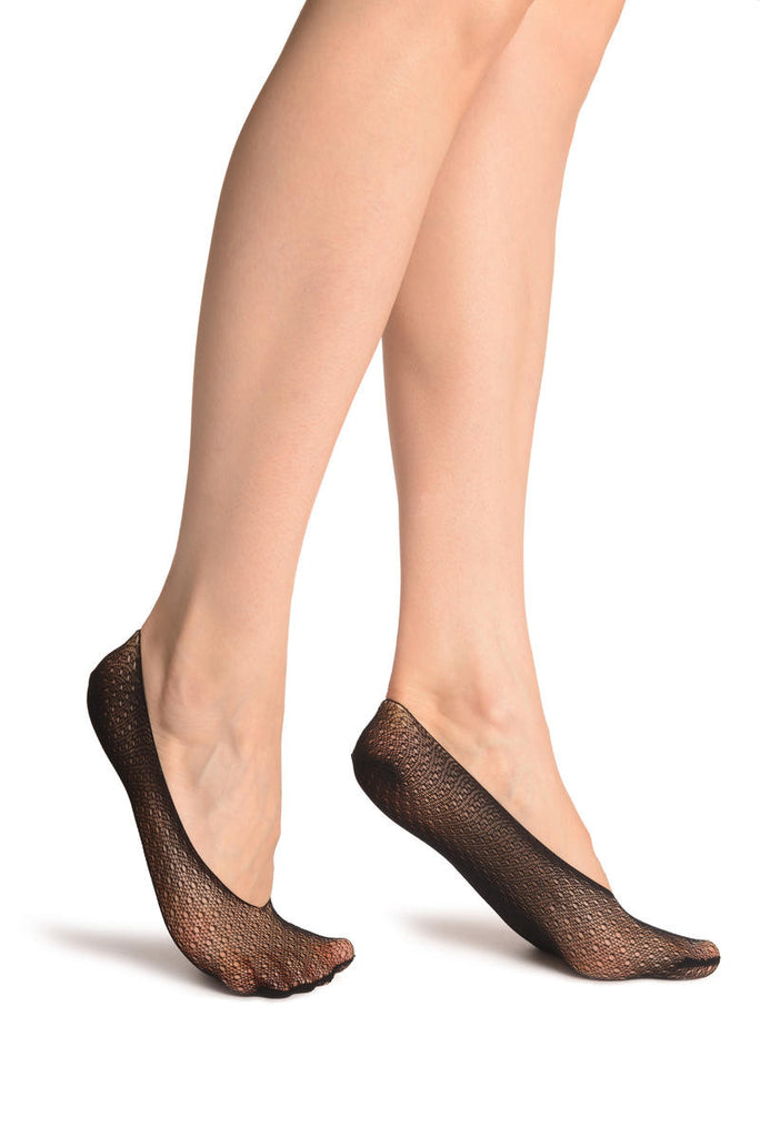 liss kiss Black Crochet Lace Footies - Footsies Socks