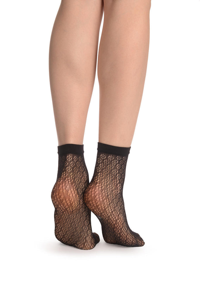 Liss Kiss Black Crochet Polka Lace Socks Ankle High - Socks