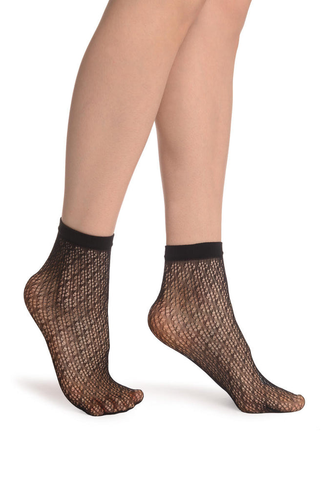liss kiss Black Crochet Polka Lace Socks Ankle High - Socks