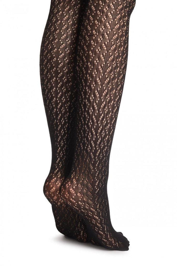 Liss Kiss Black Crochet With Black Lace & Bow - Over The Knee Socks