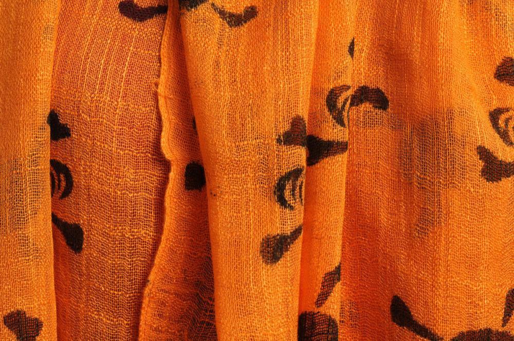 Liss Kiss Black Crossbones On Orange With Tassels - Scarf