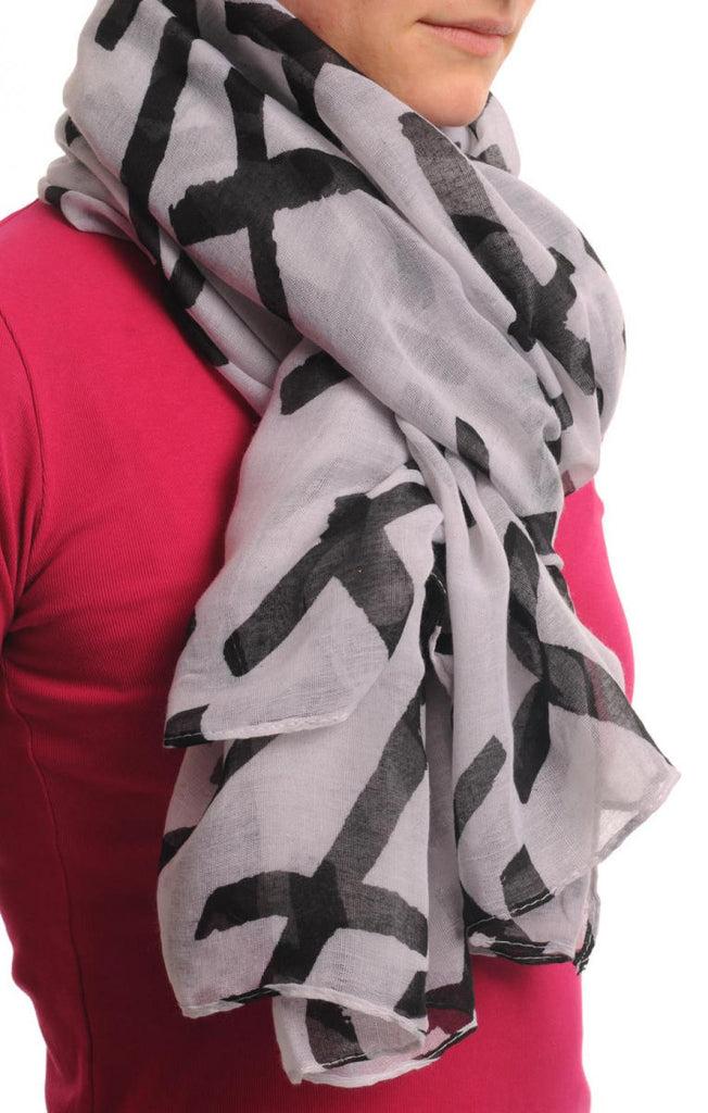 Liss Kiss Black Crosses On Sand White Unisex Scarf & Beach Sarong - Scarf