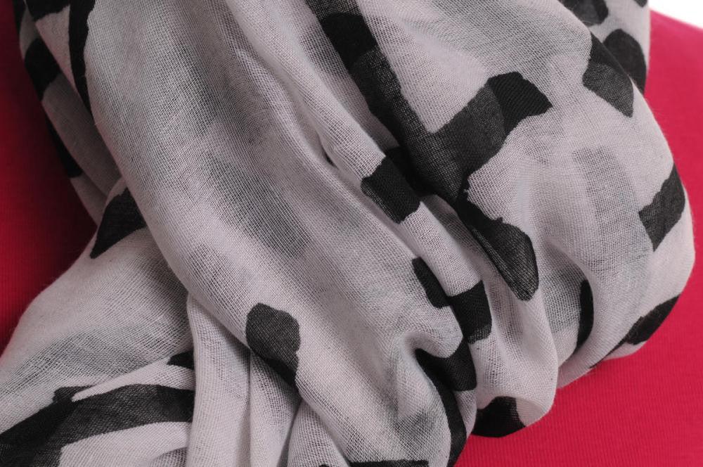Liss Kiss Black Crosses On Sand White Unisex Scarf & Beach Sarong - Scarf