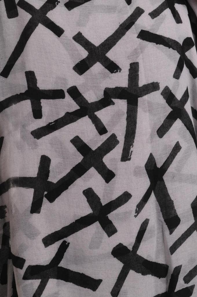 Liss Kiss Black Crosses On Sand White Unisex Scarf & Beach Sarong - Scarf