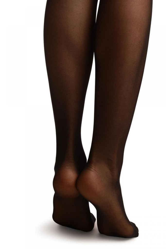 Liss Kiss Black Crotchless With Floral Silicon Lace Top Tights - Tights