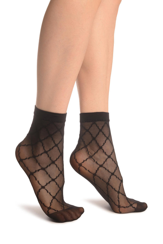liss kiss Black Dimonds & Dots Ankle High Socks - Socks