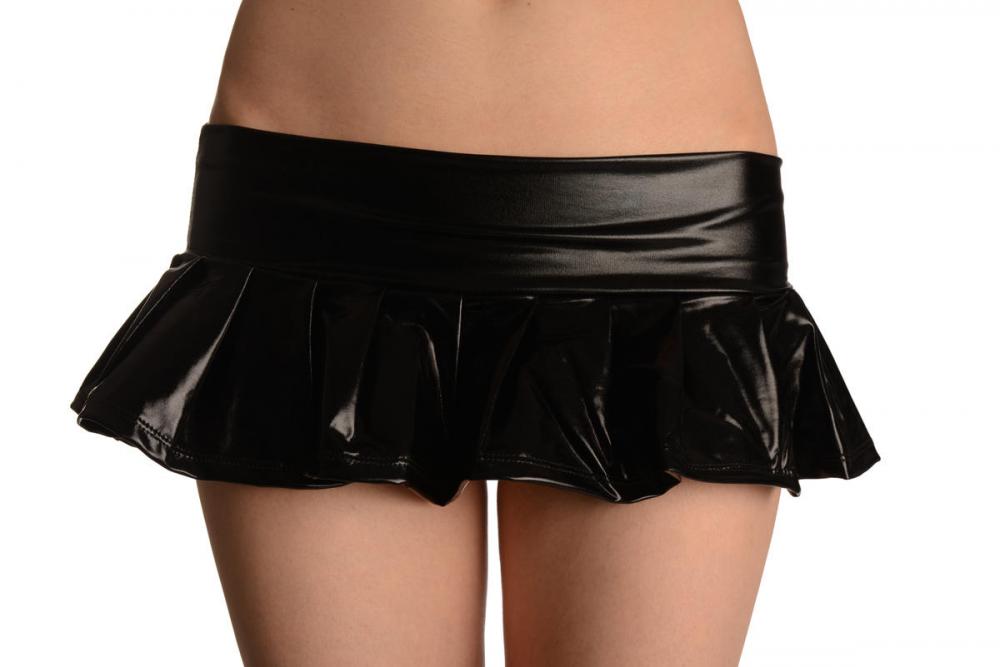 Liss Kiss Black Faux Leather Pleated Mini Skirt - Skirt