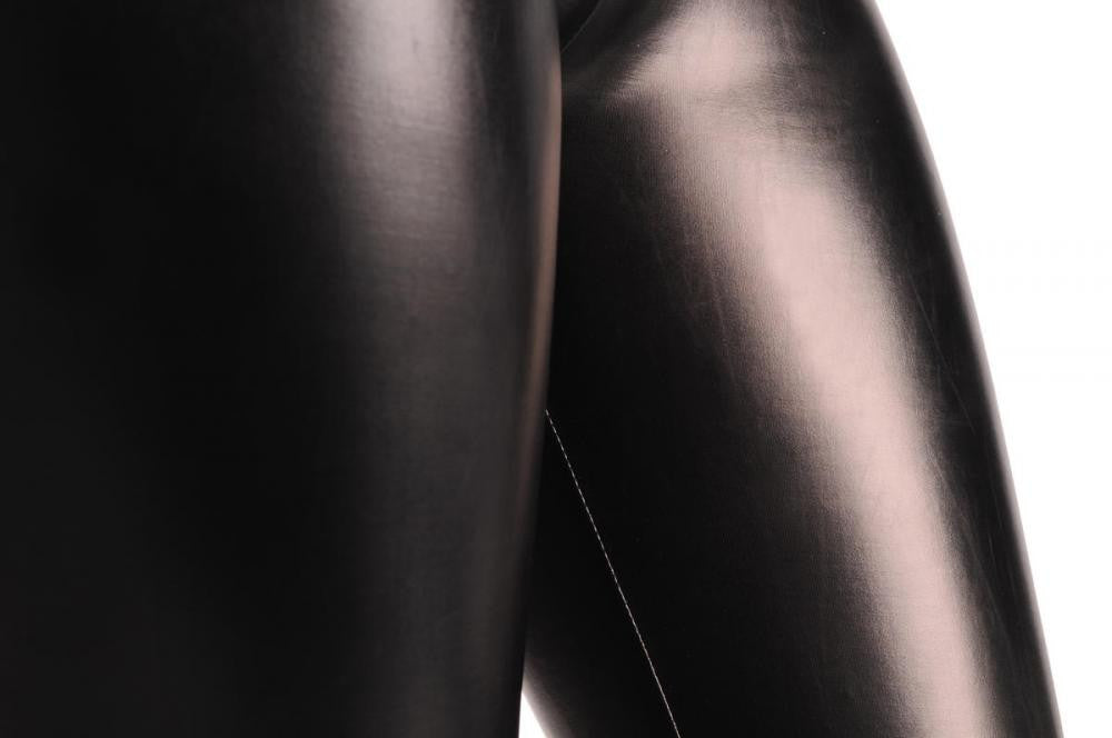 Liss Kiss Black Faux Leather Wet Look Tight Fit - Leggings