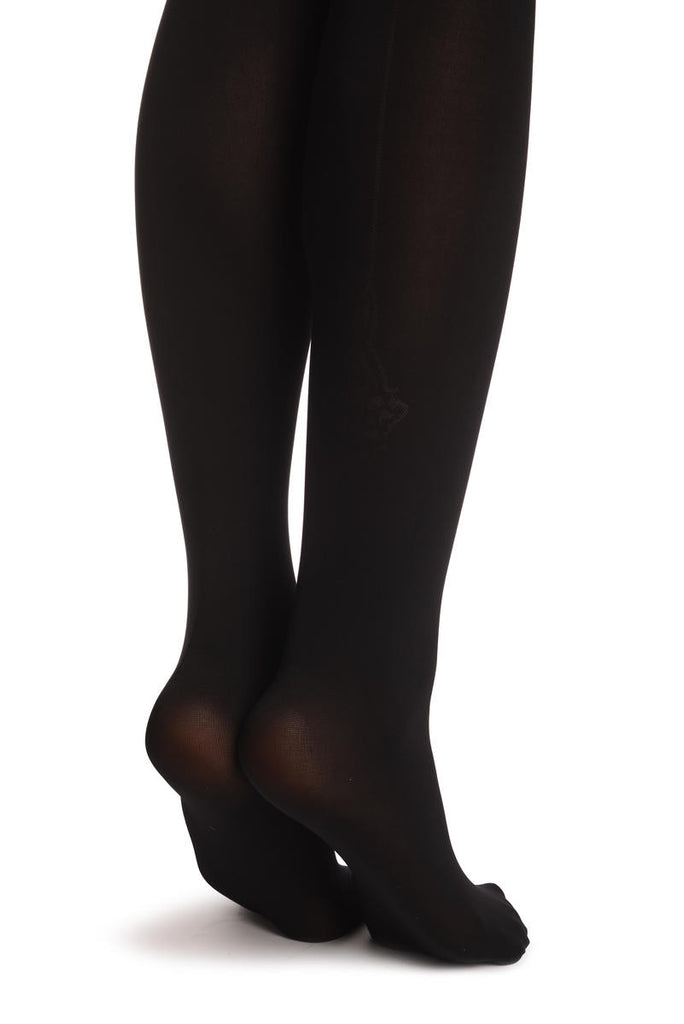 Liss Kiss Black Faux Seamed Elegant Lace Stocking With Suspenders 40 Den - Tights