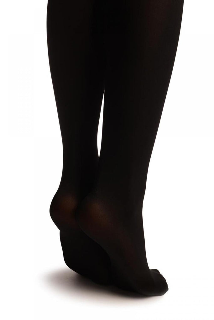 Liss Kiss Black Faux Stockings With Crown Top - Tights