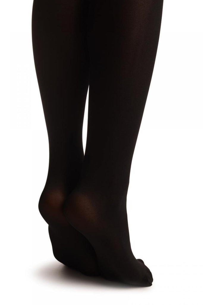 Liss Kiss Black Faux Stockings With Printed Grey & Black Roses - Tights