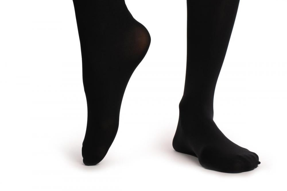 Liss Kiss Black Faux Stockings With Silver Lurex Top & Suspender Belt - Tights