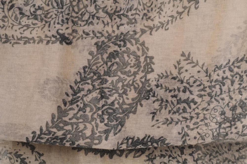 Liss Kiss Black Fern Leaves On Sand White Grey Unisex Scarf & Beach Sarong - Scarf