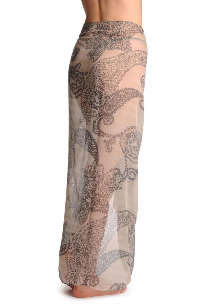 Liss Kiss Black Fern Leaves On Sand White Grey Unisex Scarf & Beach Sarong - Scarf