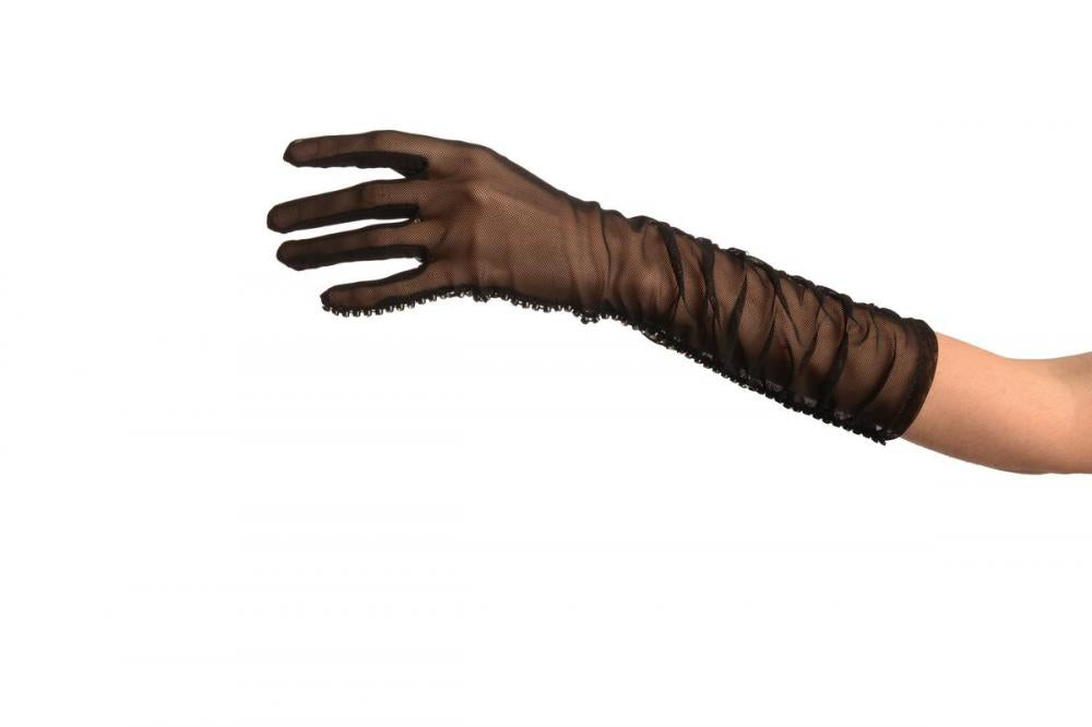 Liss Kiss Black Fine Mesh With Crystals Seam Gloves - Gloves