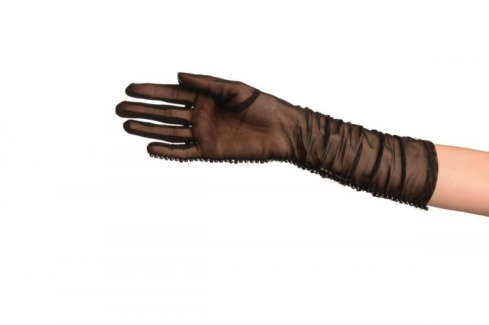 Liss Kiss Black Fine Mesh With Crystals Seam Gloves - Gloves