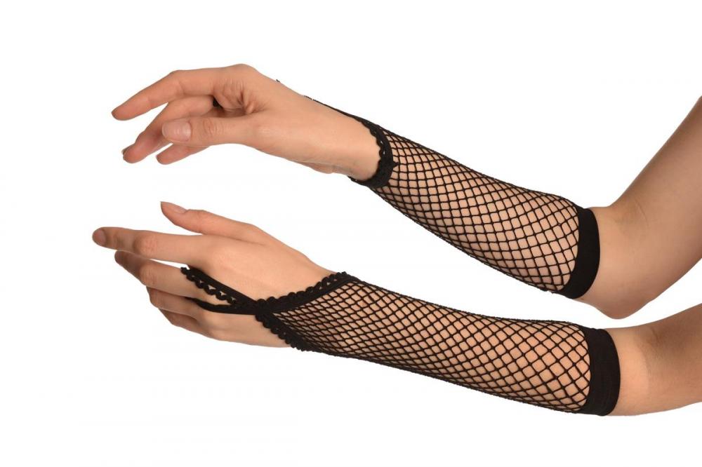 liss kiss Black Finger Loop Fishnet Party Gloves - Gloves