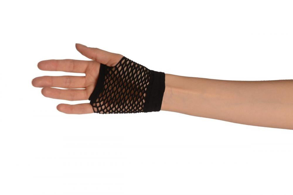 Liss Kiss Black Fishnet Fingerless Party Gloves - Gloves