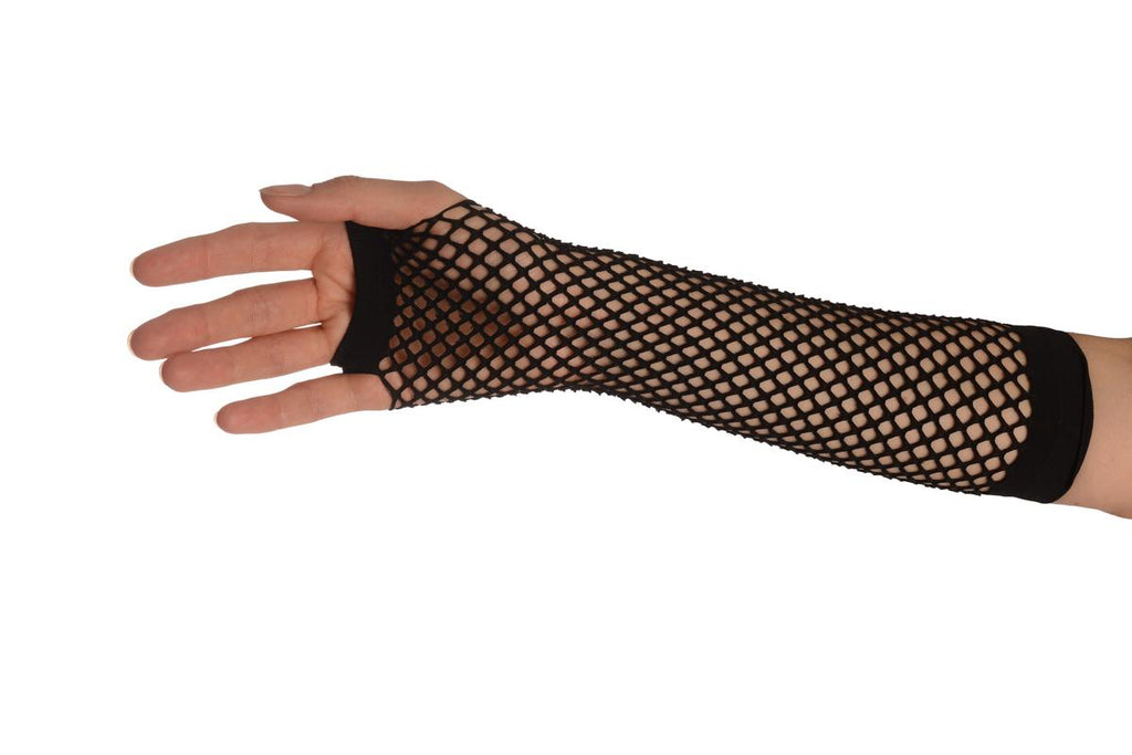 Liss Kiss Black Fishnet Fingerless Party Gloves - Gloves
