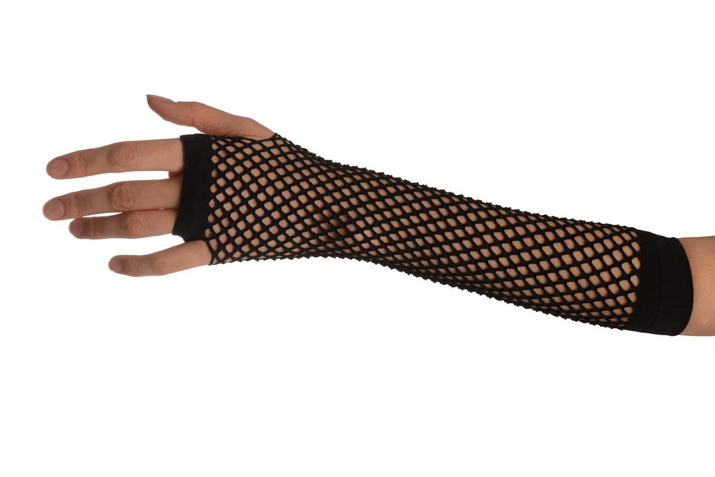 Liss Kiss Black Fishnet Fingerless Party Gloves - Gloves