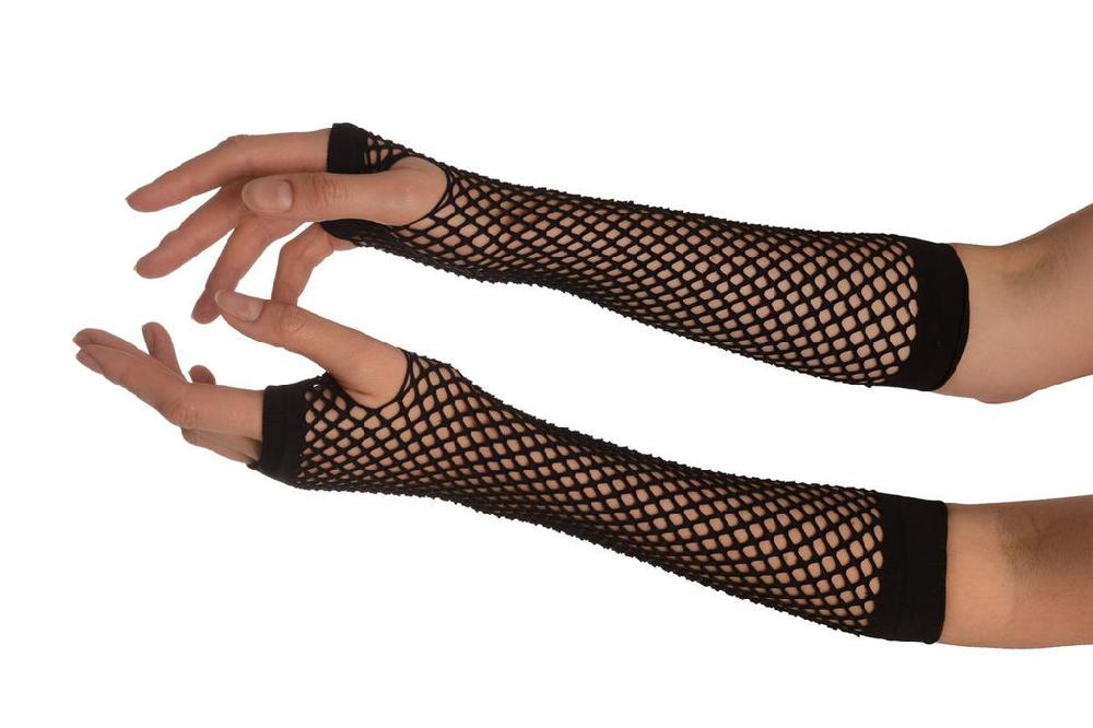 liss kiss Black Fishnet Fingerless Party Gloves - Gloves