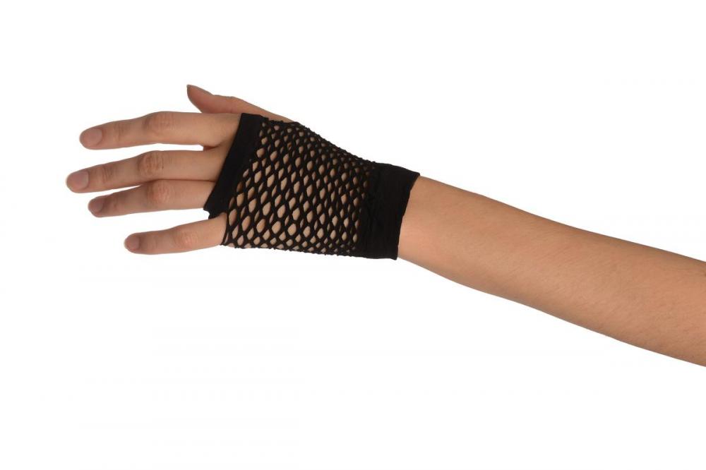 Liss Kiss Black Fishnet Fingerless Party Gloves - Gloves
