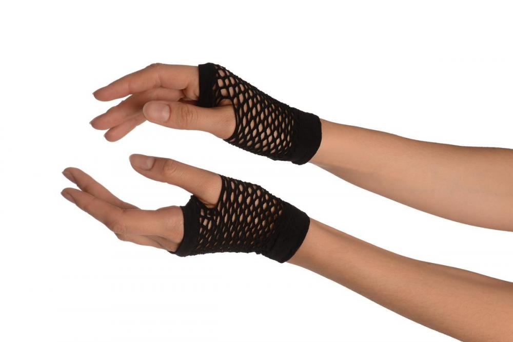 liss kiss Black Fishnet Fingerless Party Gloves - Gloves